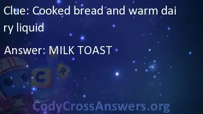 Cooked bread and warm dairy liquid