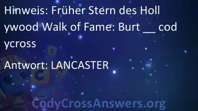 Fruher Stern Des Hollywood Walk Of Fame Burt Codycross Losungen Codycrossanswers Org