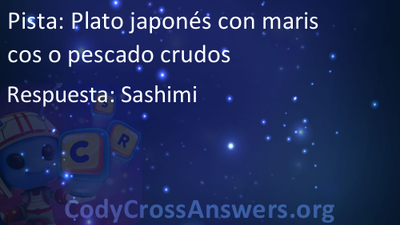 Plato japonés con mariscos o pescado crudos Respuestas -  